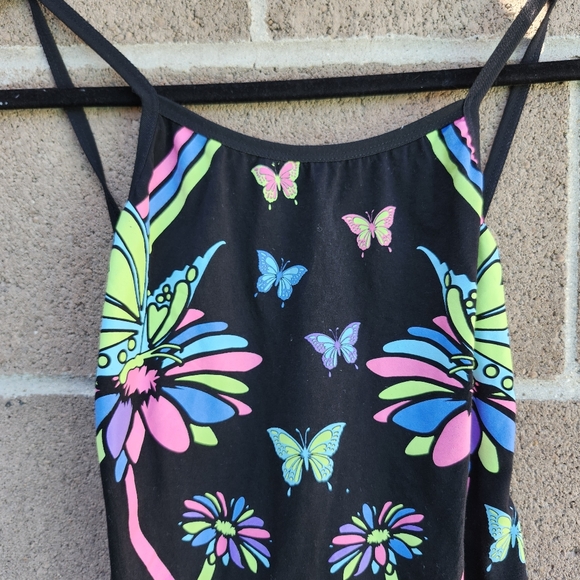 y2k vibe neon butterfly glow in the dark rave halter neck mini dress - Picture 2 of 9